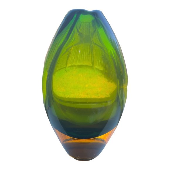 Murano Sommerso Vintage Green and Amber Glass Vase by Flavio Poli Seguso 1665-66 - Picture 5 of 10